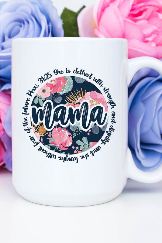 Mama Blue Floral Coffee Mug Cup