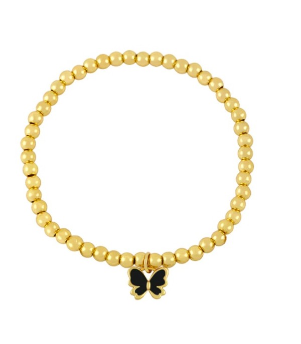 Gold Color Beads Butterfly Charms Bracelet - Debs on 5th
