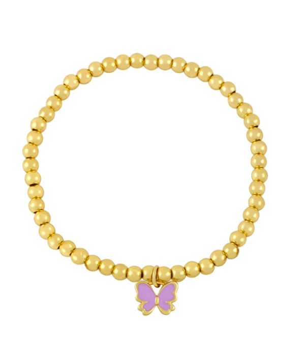 Gold Color Beads Butterfly Charms Bracelet