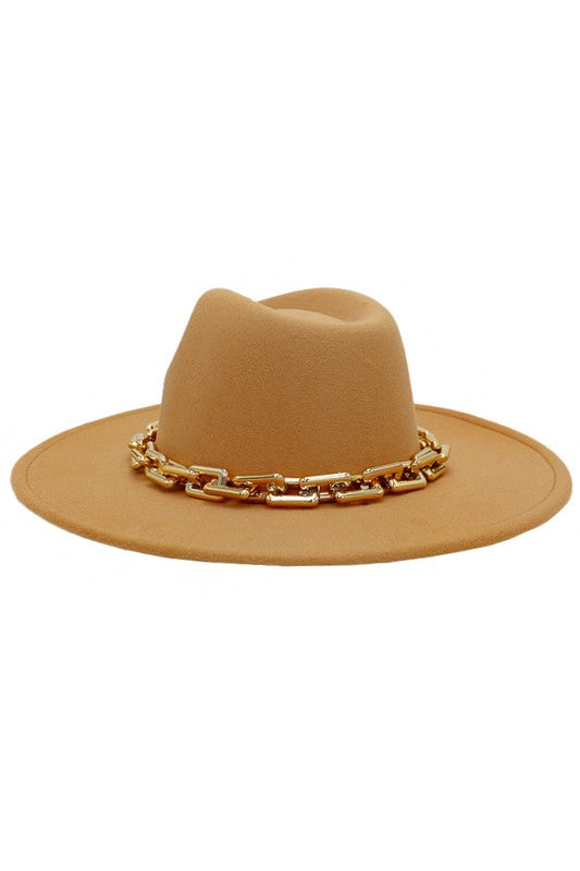 Chunky Gold Chain Felt Hat