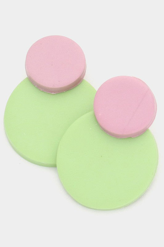 Geometric Two Tone Polymer Clay Link Earrings - Debs on 5th