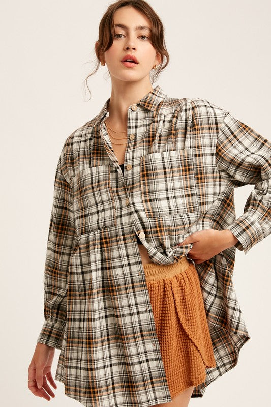 Era Of Us Plaid Button Down Top - Debs on 5th