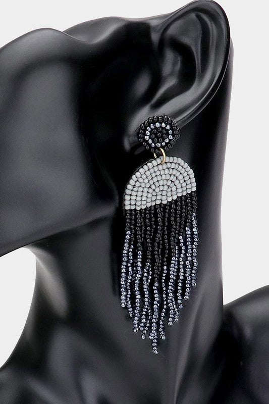 Seed Beaded Fringe Dangle Earrings - Debs on 5th