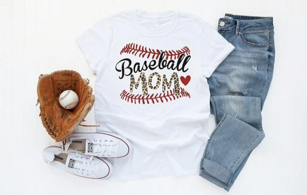 Camiseta de mamá de béisbol con estampado de leopardo
