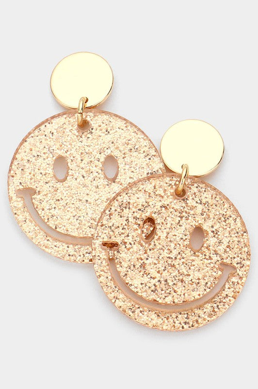 Glittered Smile Dangle Earrings