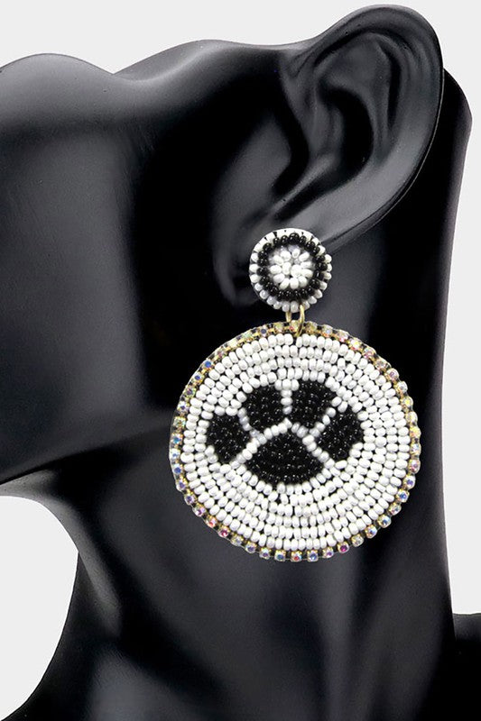 Felt Back Rhinestone Trimmed Seed Paw Earrings - Debs on 5th