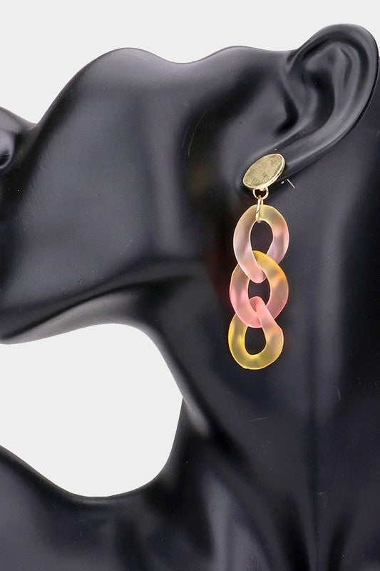 Ombre Resin Chain Link Dangle Earrings - Debs on 5th