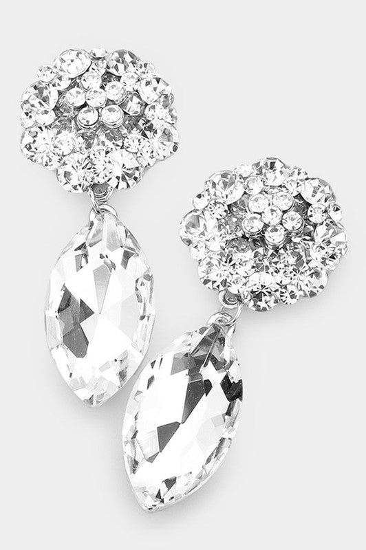 Bubble Stone Cluster Marquise Evening Earrings