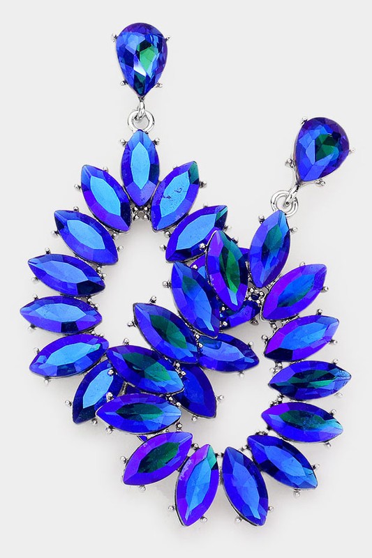 Marquise Stone Cluster Teardrop Evening Earrings - Debs on 5th