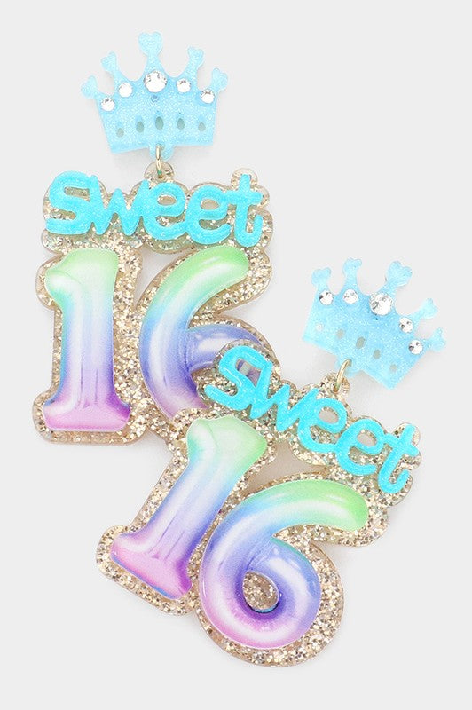 Sweet 16 Message Earrings