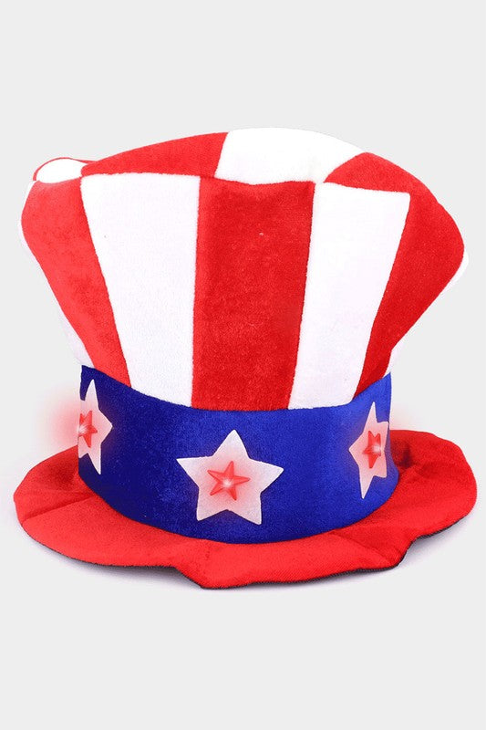 LED Light Up American USA Flag Uncle Sam Hat