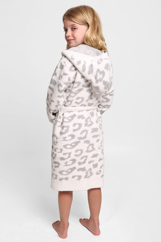 Kids Leopard Print Hooded Robe