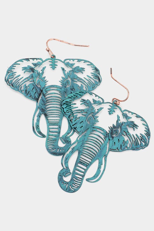 Elephant Filigree Dangle Earrings