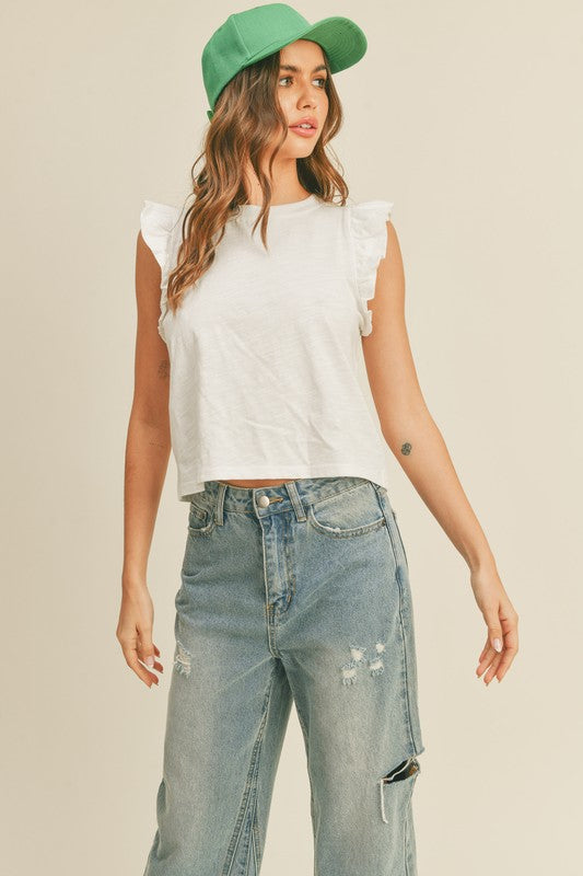 Easy Livin Ruffled Sleeve Top - Debs on 5th