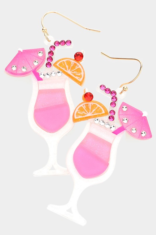Glittered Resin Cocktail Dangle Earrings - Debs on 5th