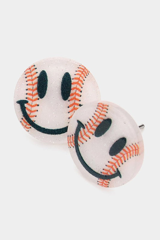 Sports Smile Pointed Resin Stud Earrings