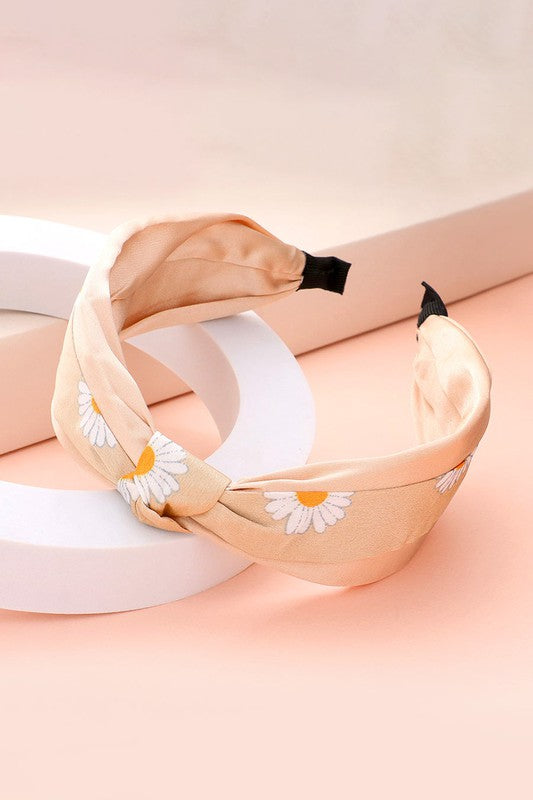 Daisy Flower Pointed Knot Burnout Headband