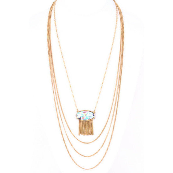 Semi precious stone three layered necklace - Debs Boutique  LLC