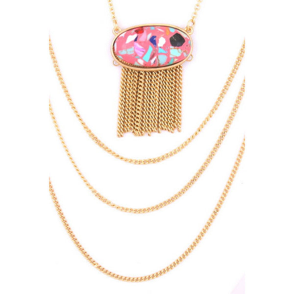 Semi precious stone three layered necklace - Debs Boutique  LLC