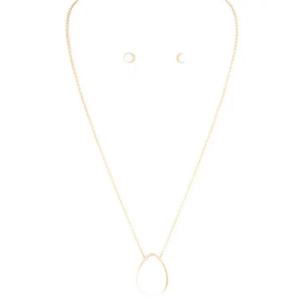 Girls Semi Precious Stone Teardrop Necklace Set - Debs Boutique  LLC