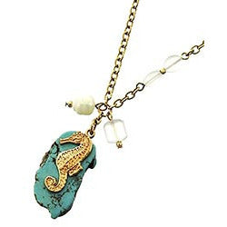 Seahorse and Stone Long Necklace - Debs Boutique  LLC