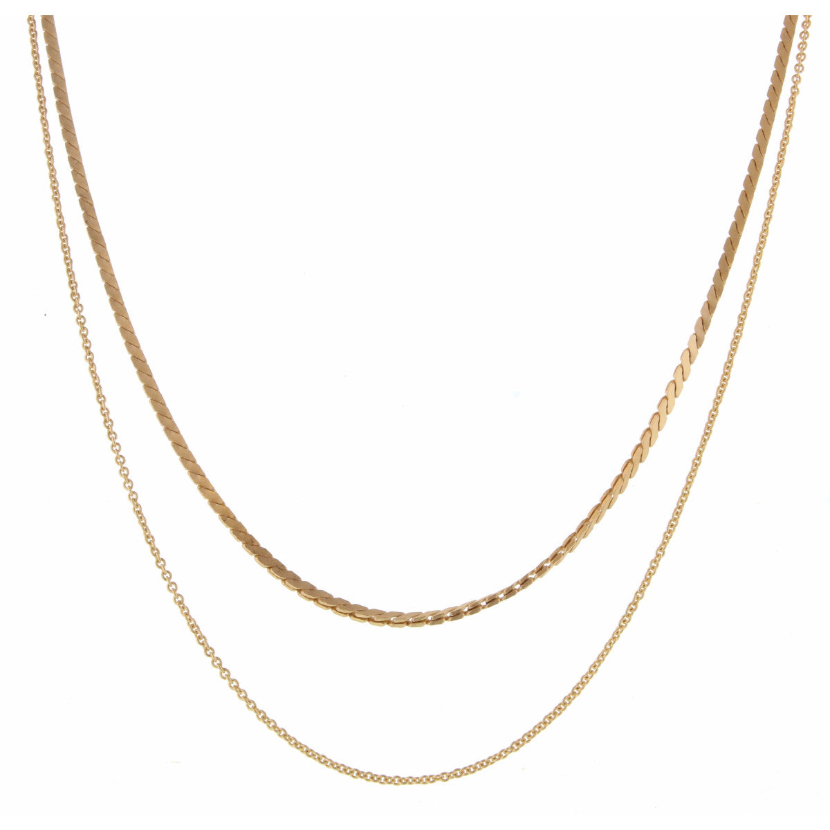 Collar de cadena serpentina y cable de oro delicado de 16", 18" y 2 capas 