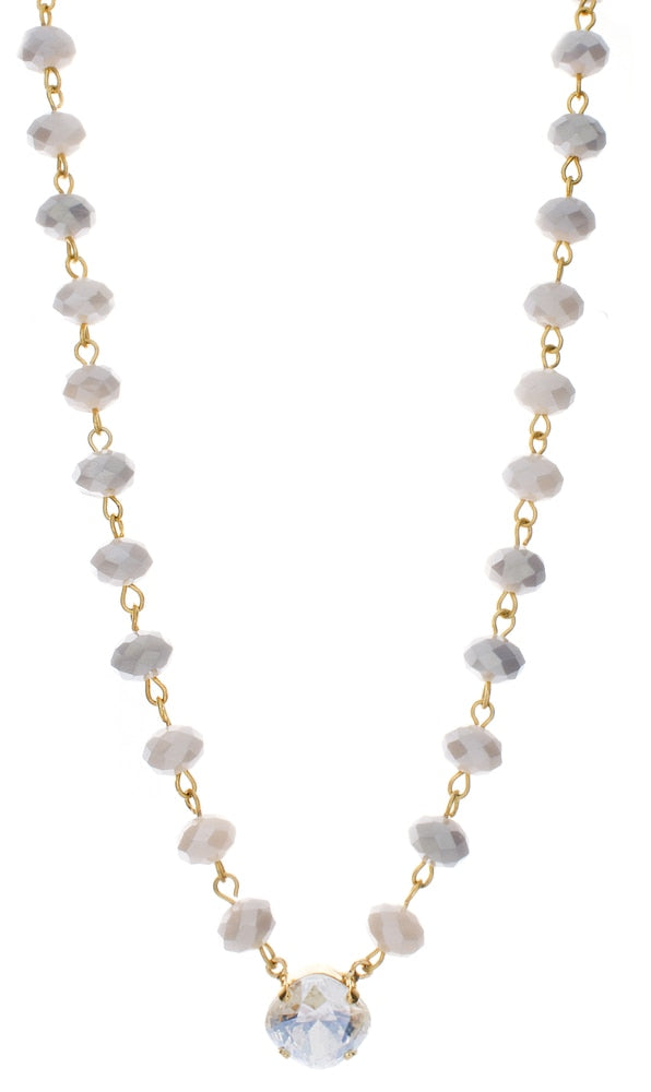 12mm Crystal Chain Necklace with Grey/Cream Mix Stones