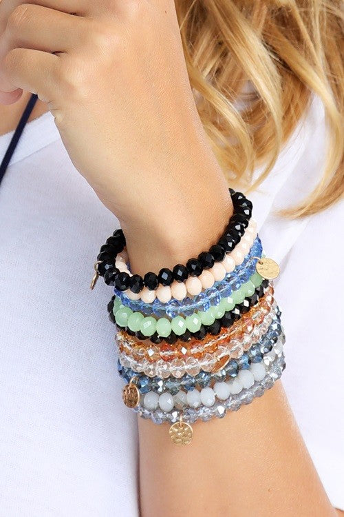 Beautiful Colored 8mm Crystal Bead Stretchable Bracelet