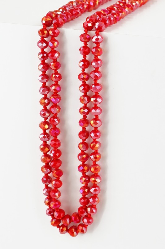60" Colored Glass Bead and Knotted Thread Necklace