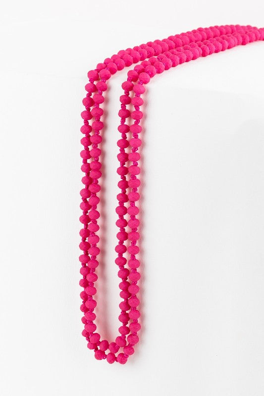 6mm Frosted Matte Bead and Gold Seed Bead 80" Necklace