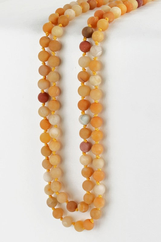 Natural Stone Beaded Long Necklace