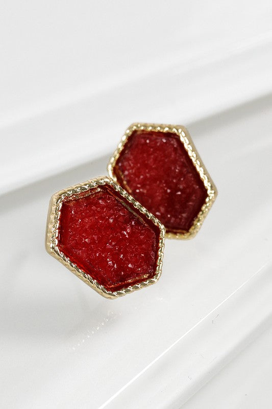 Dainty Marquee Shape Druzy Post Earrings - Debs on 5th