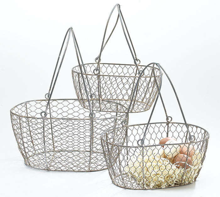 White Washed Chicken Wire Baskets