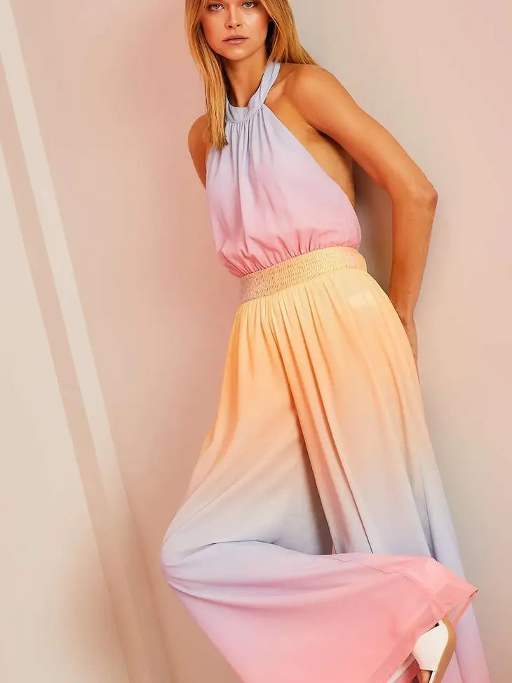 Back Tie Ombre Jumpsuit - Debs on 5th