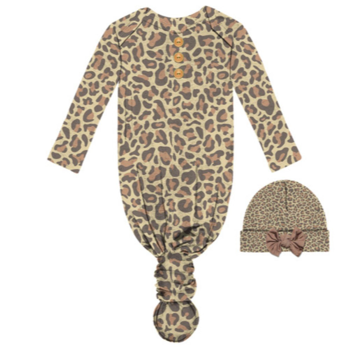 Conjunto de vestido y gorro de leopardo para bebé 