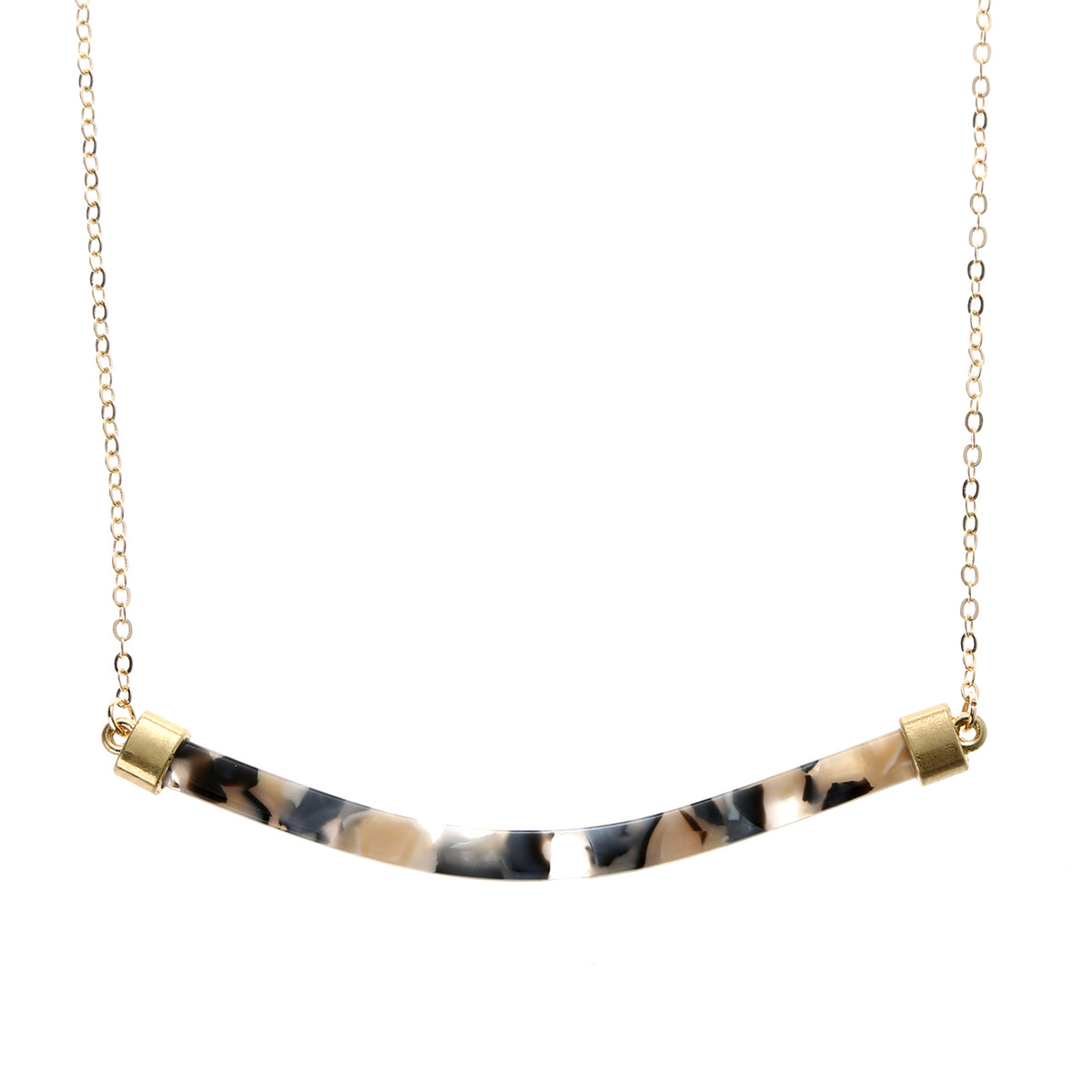 14" Gold Chain, Curved Resin Bar, 3" Ext.