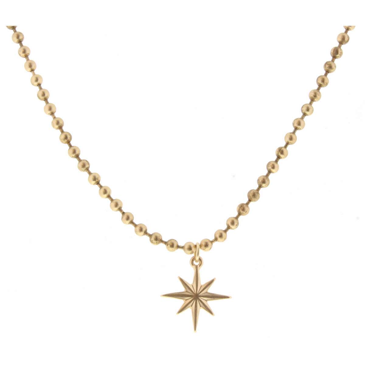 Collar de cadena de bola de oro con diseño de estrella de 16" 