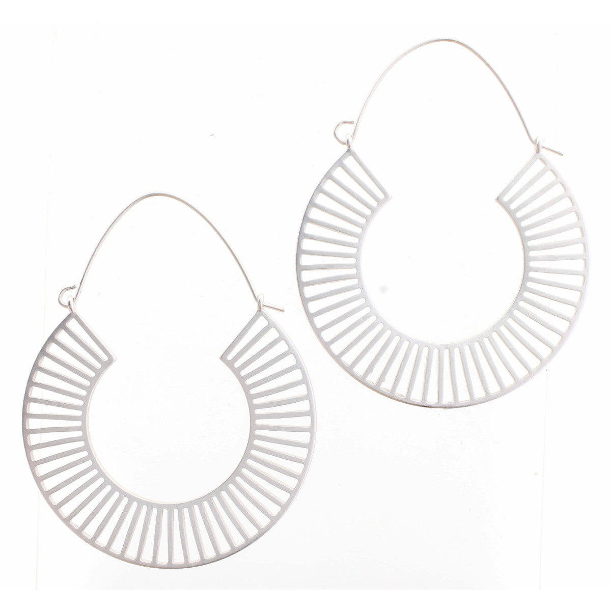 Silver Hoop with Lines Earring