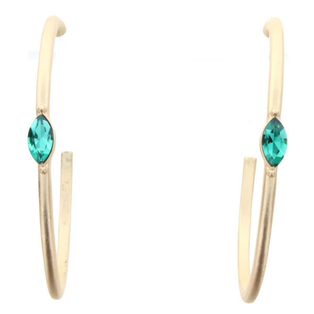 Gold Hoop with Emerald Crystal Marquise Earring