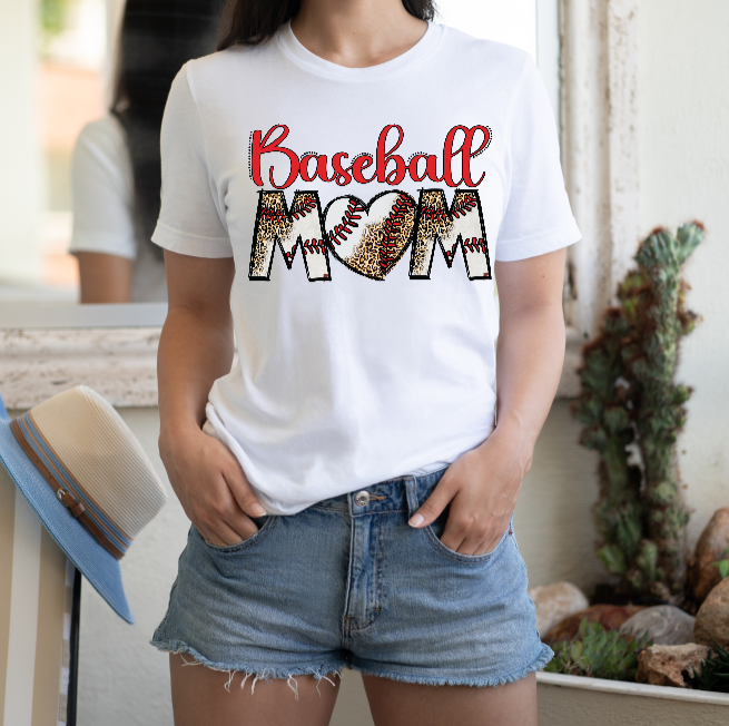 Baseball Mom Leopard Graphic Tee