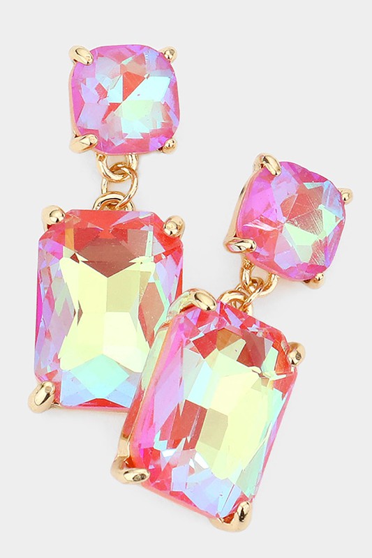 Square Rectangle Link Dangle Evening Earrings - Debs on 5th