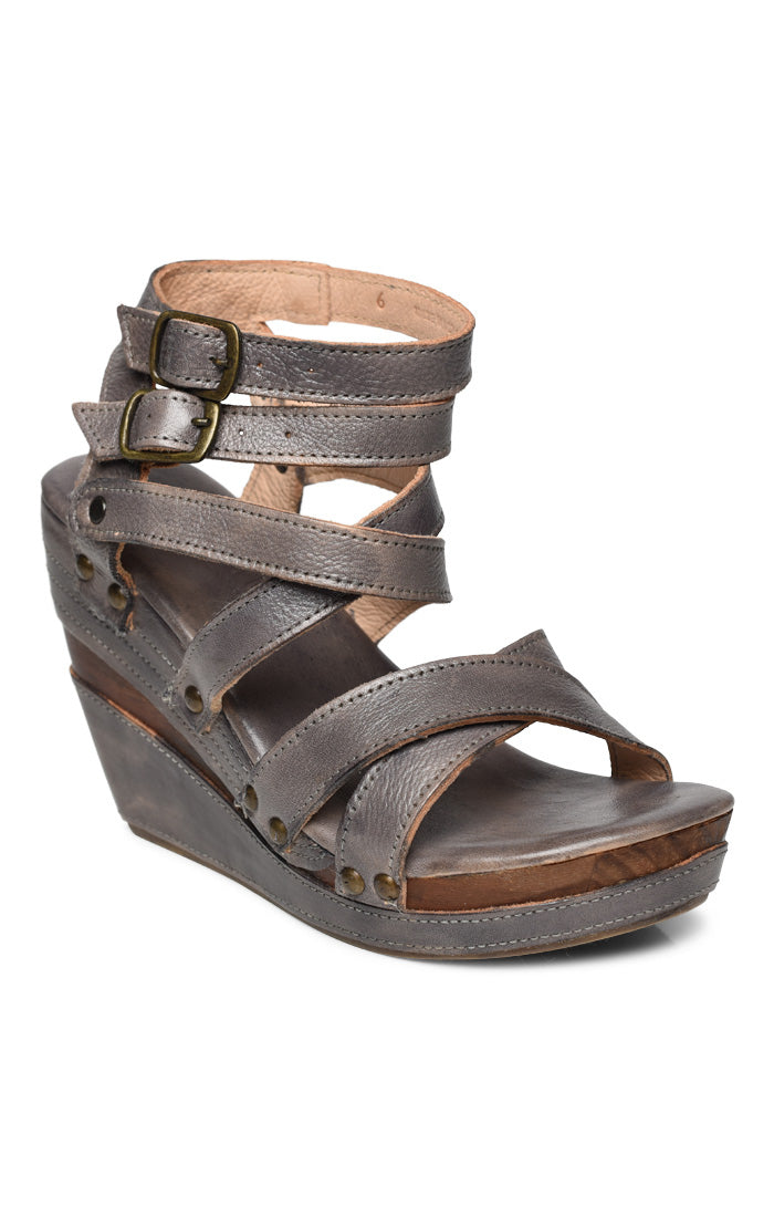 Juliana Leather Wedge with Crisscrossing Straps
