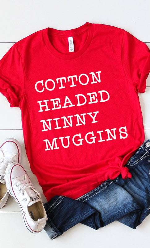 Camiseta estampada Ninny Muggins con cabeza de algodón