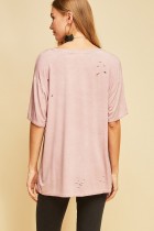 Scooped Neck Oversized Tee w/Hole Cutouts