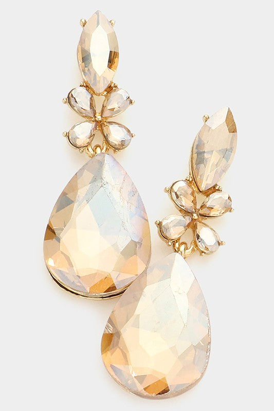 Teardrop Stone Accented Dangle Evening Earrings - Debs on 5th