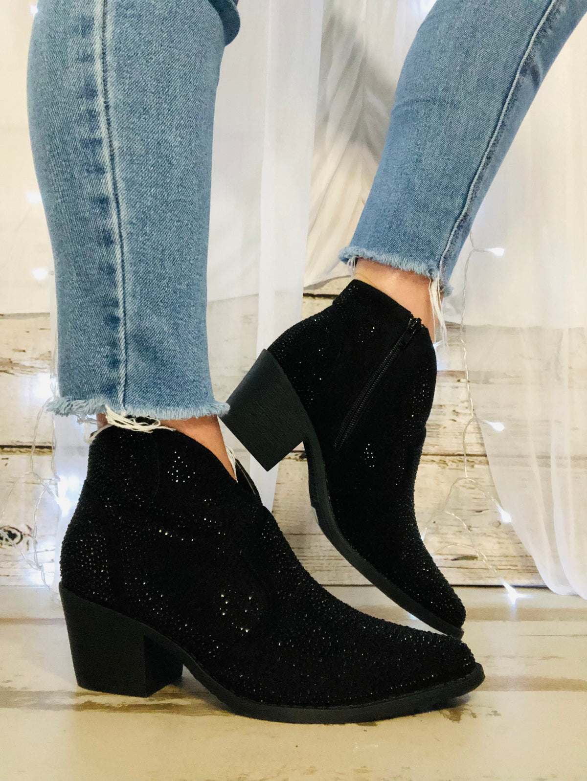 Stepping Out Black Suede Boot