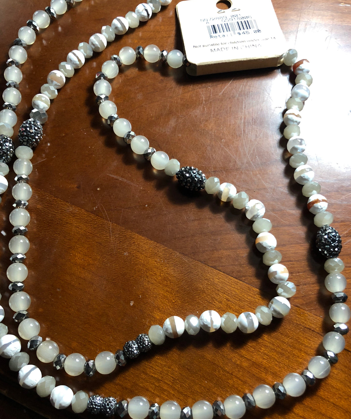 Pave Ball and Bead Stone Necklace