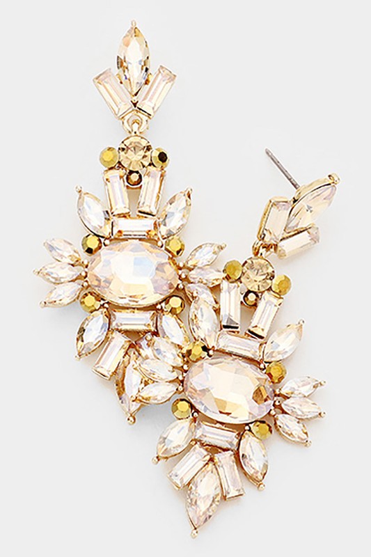 Marquise Crystal Cluster Evening Earrings