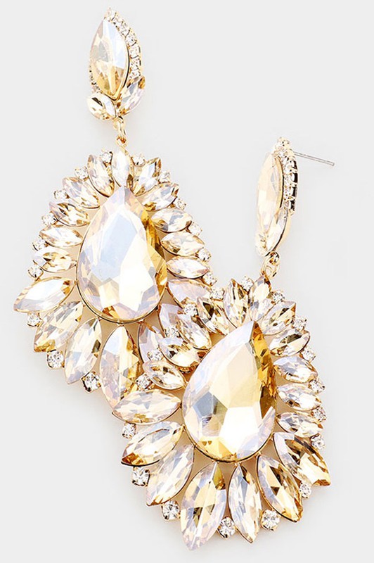 Teardrop Crystal Marquise Accented Evening Earrings - Debs on 5th