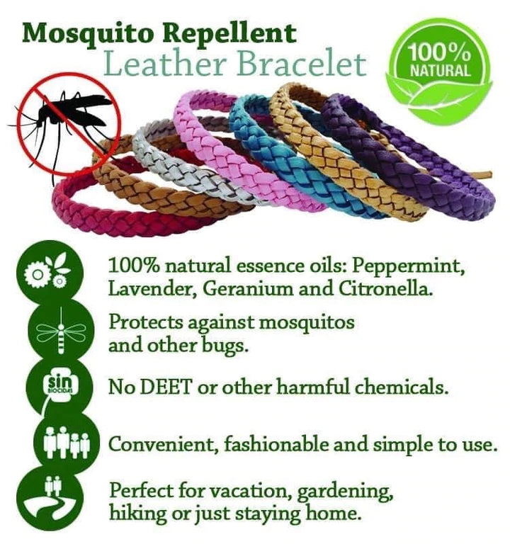Leather Braided Mosquito Repellant Bands